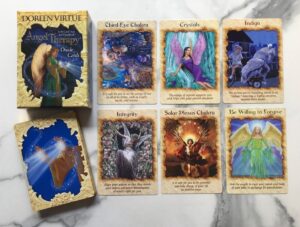 Angel oracle cards spread for angel therapy reading with Psychic Lilly