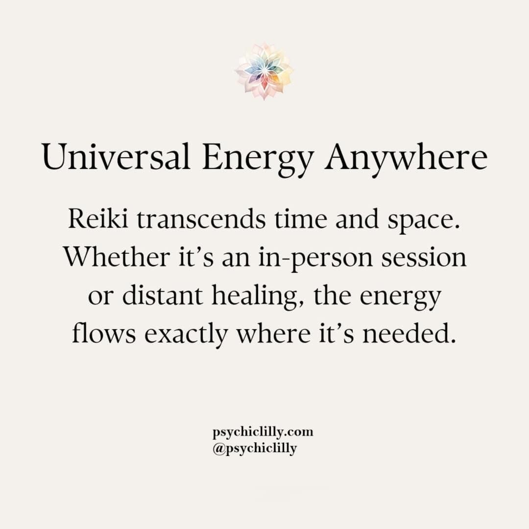 Reiki universal energy flowing across any distance to support healing wherever it’s needed.