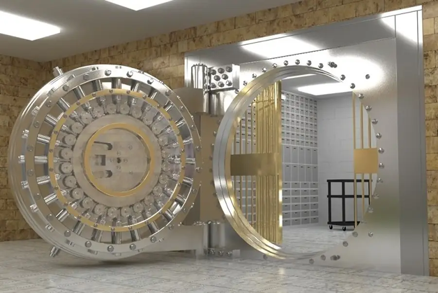 Vault door symbolizing security and confidentiality in private psychic readings and spiritual consultations.