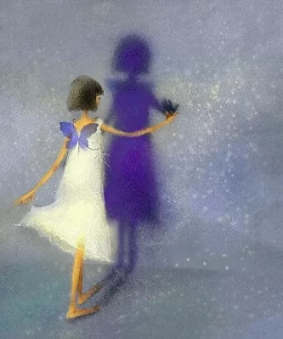 Shadow Work and the Inner Child Girl with butterfly wings playing with her inner child shadow self